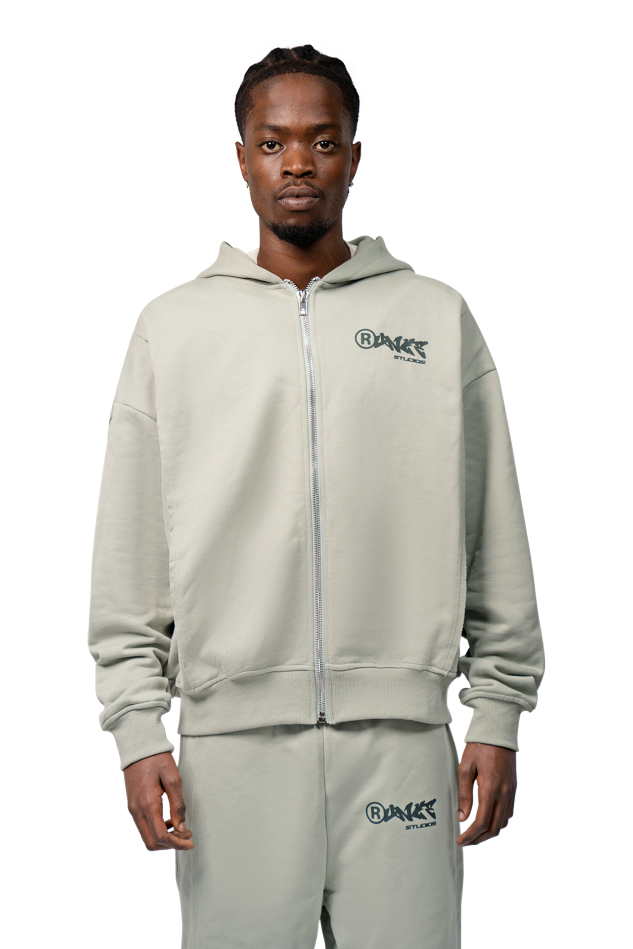 Essential Zip Hoodie Sage Green