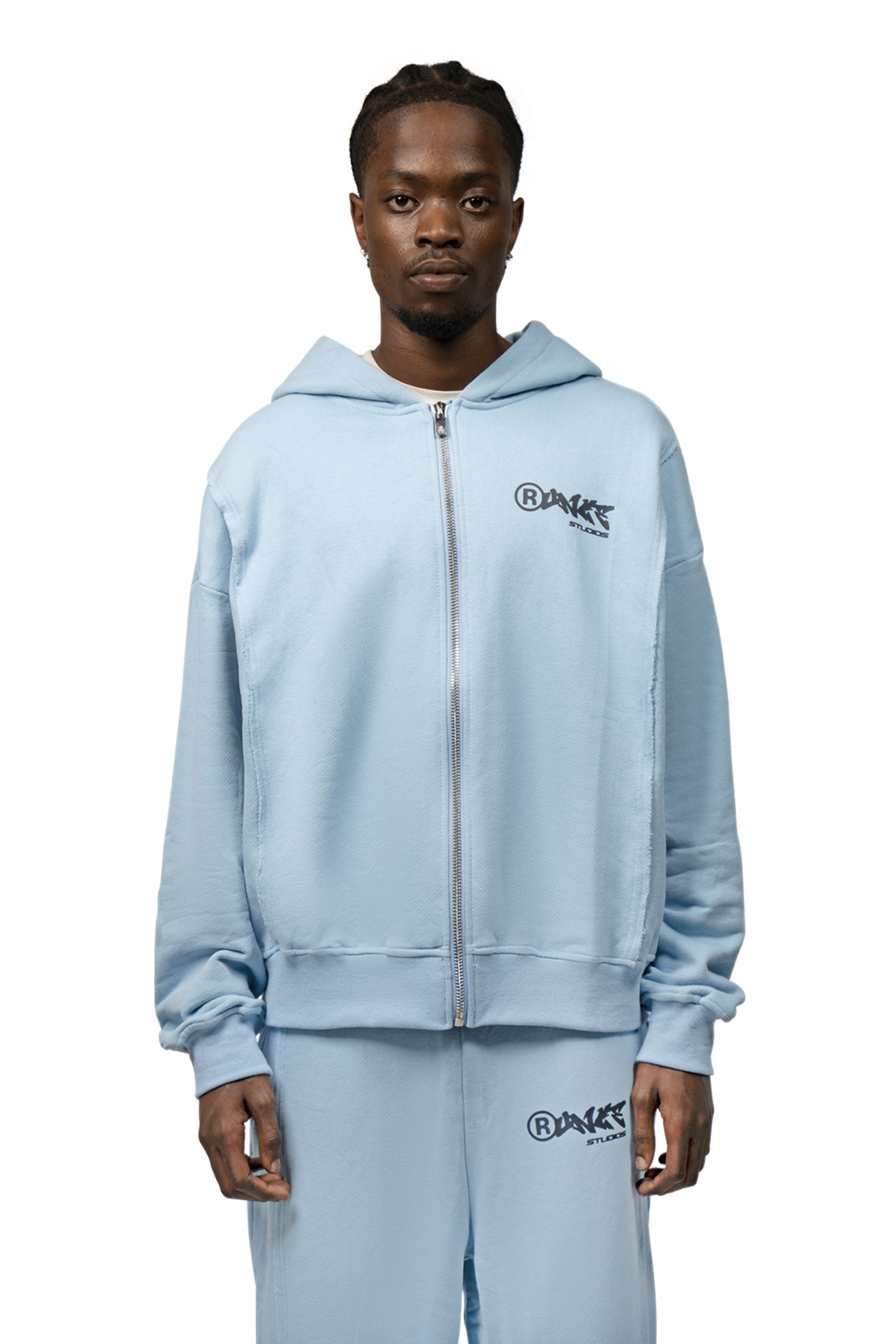 Essential Zip Hoodie Baby Blue