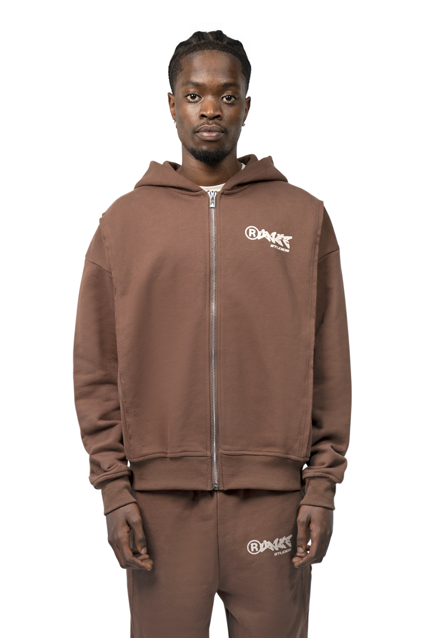 Essential Zip Hoodie Brown
