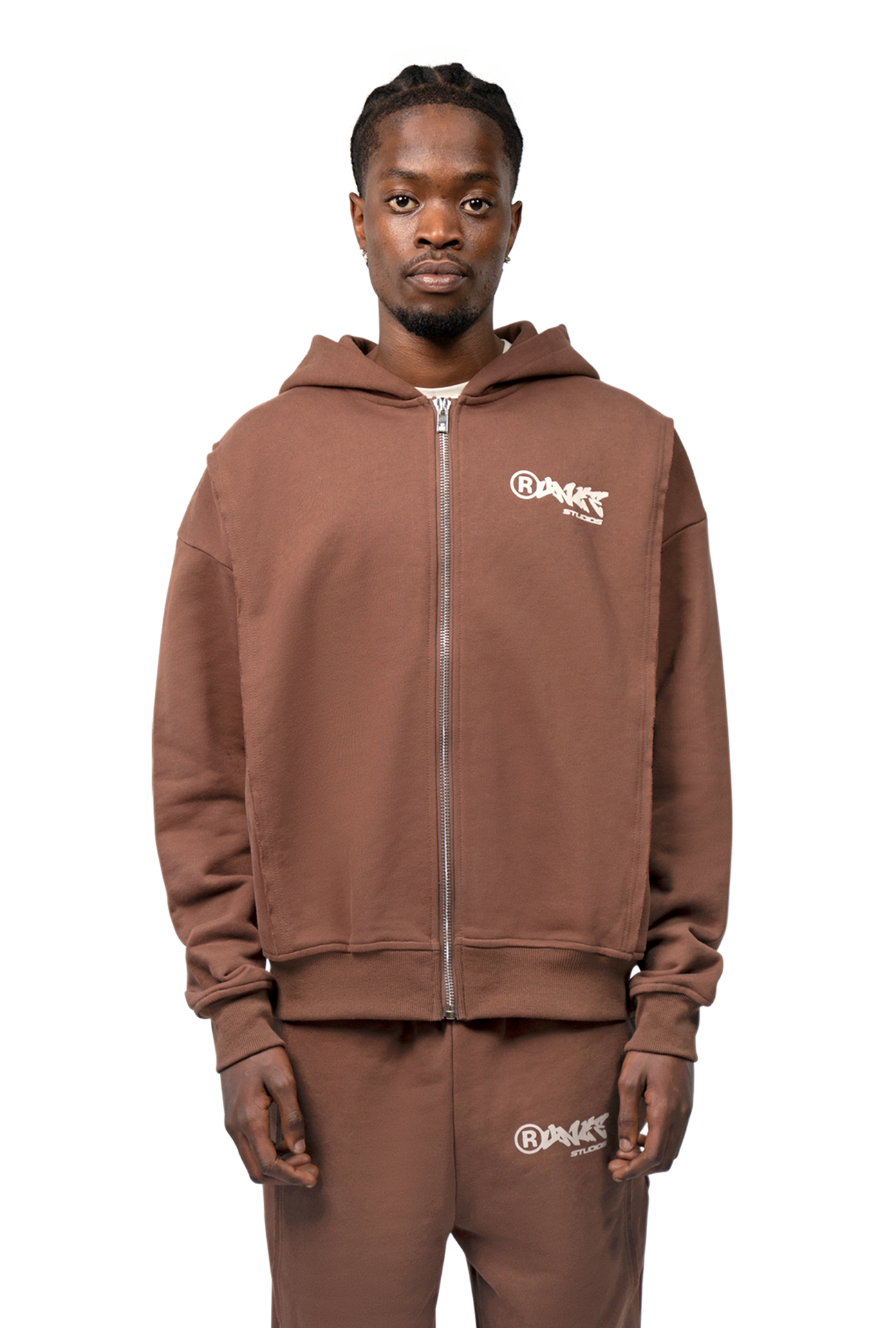 Essential Zip Hoodie Brown