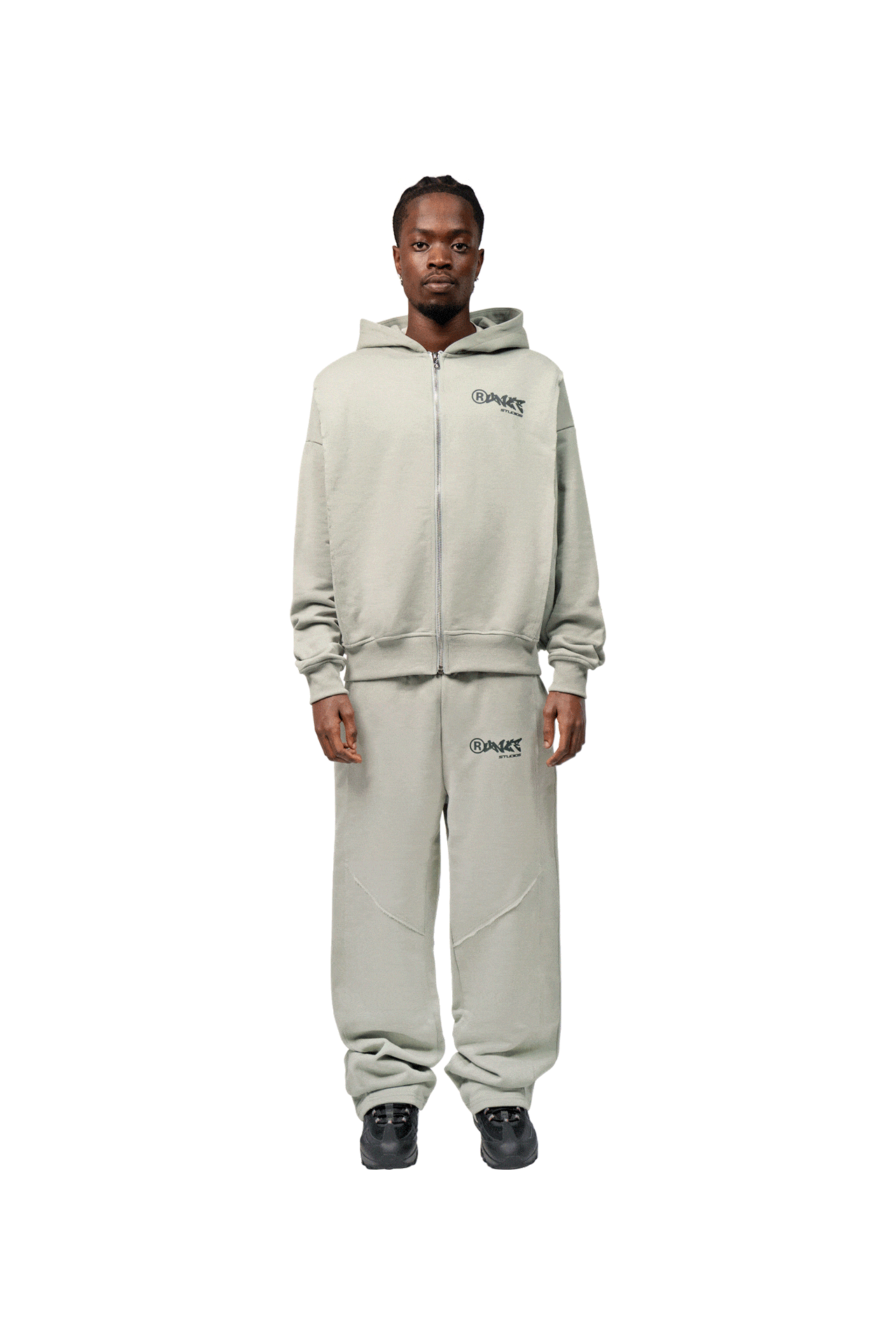 Essential Zip Hoodie Sage Green