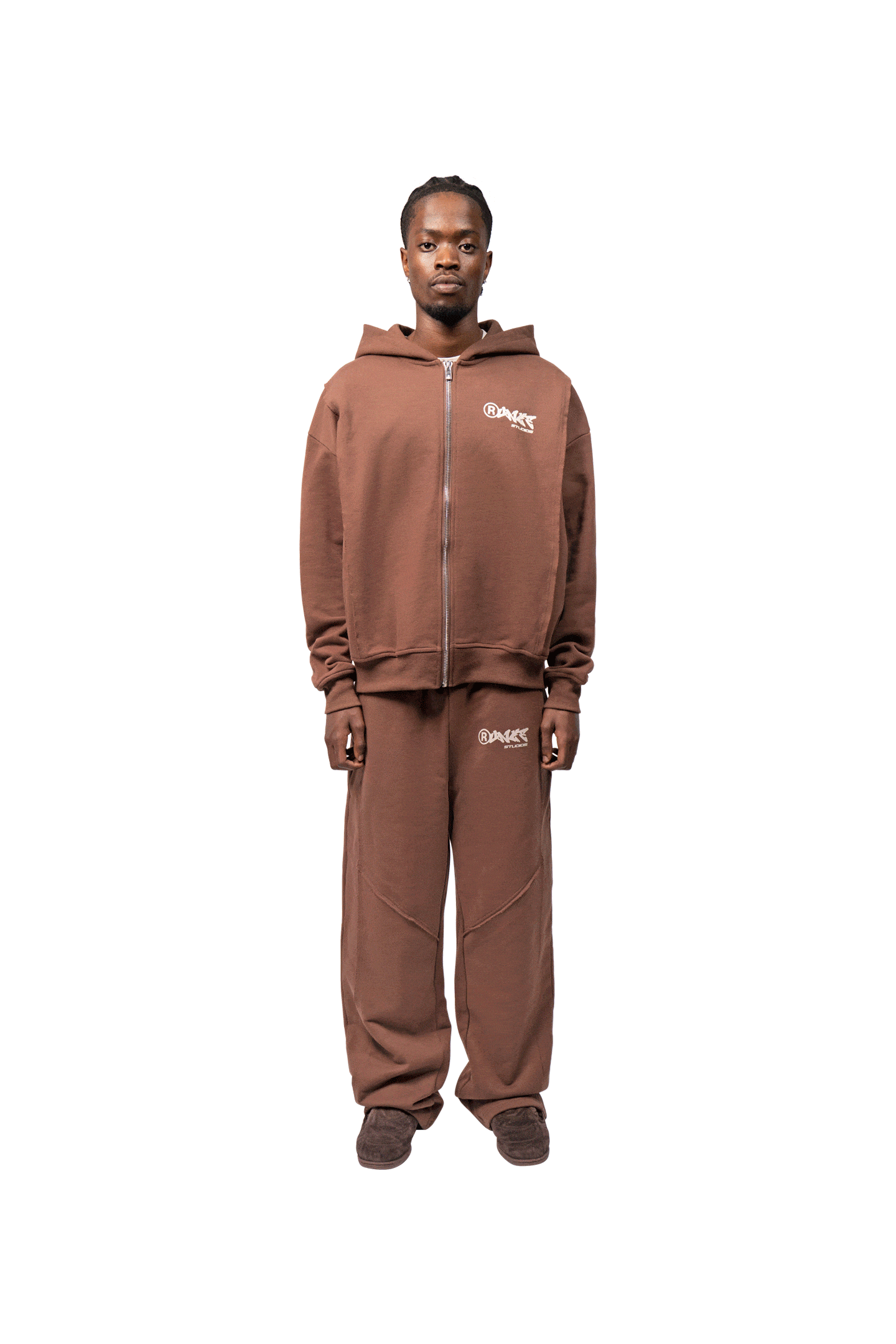 Essential Zip Hoodie Brown