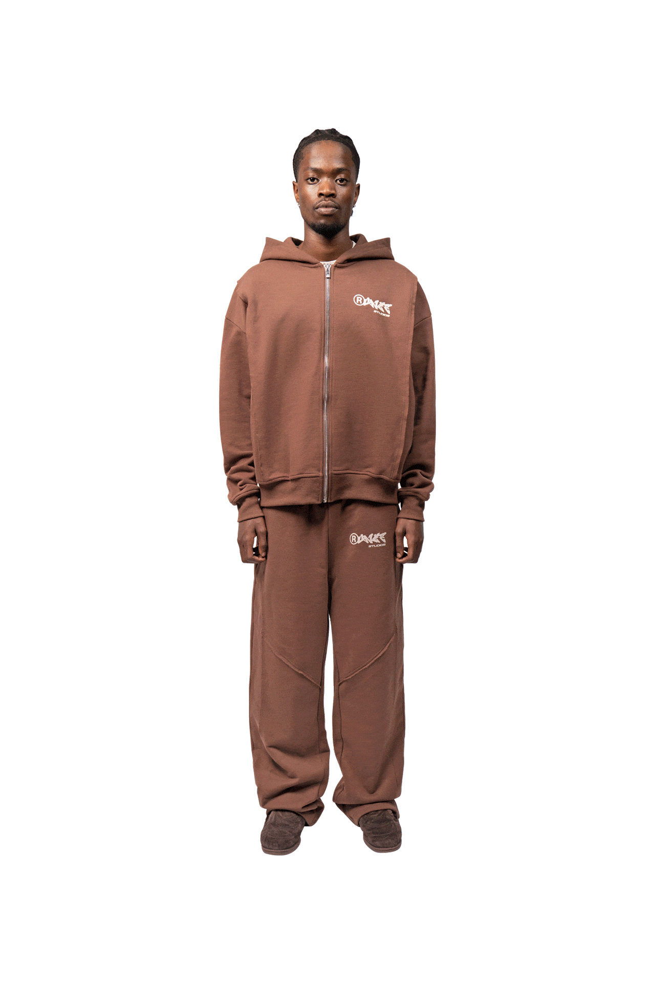 Essential Zip Hoodie Brown