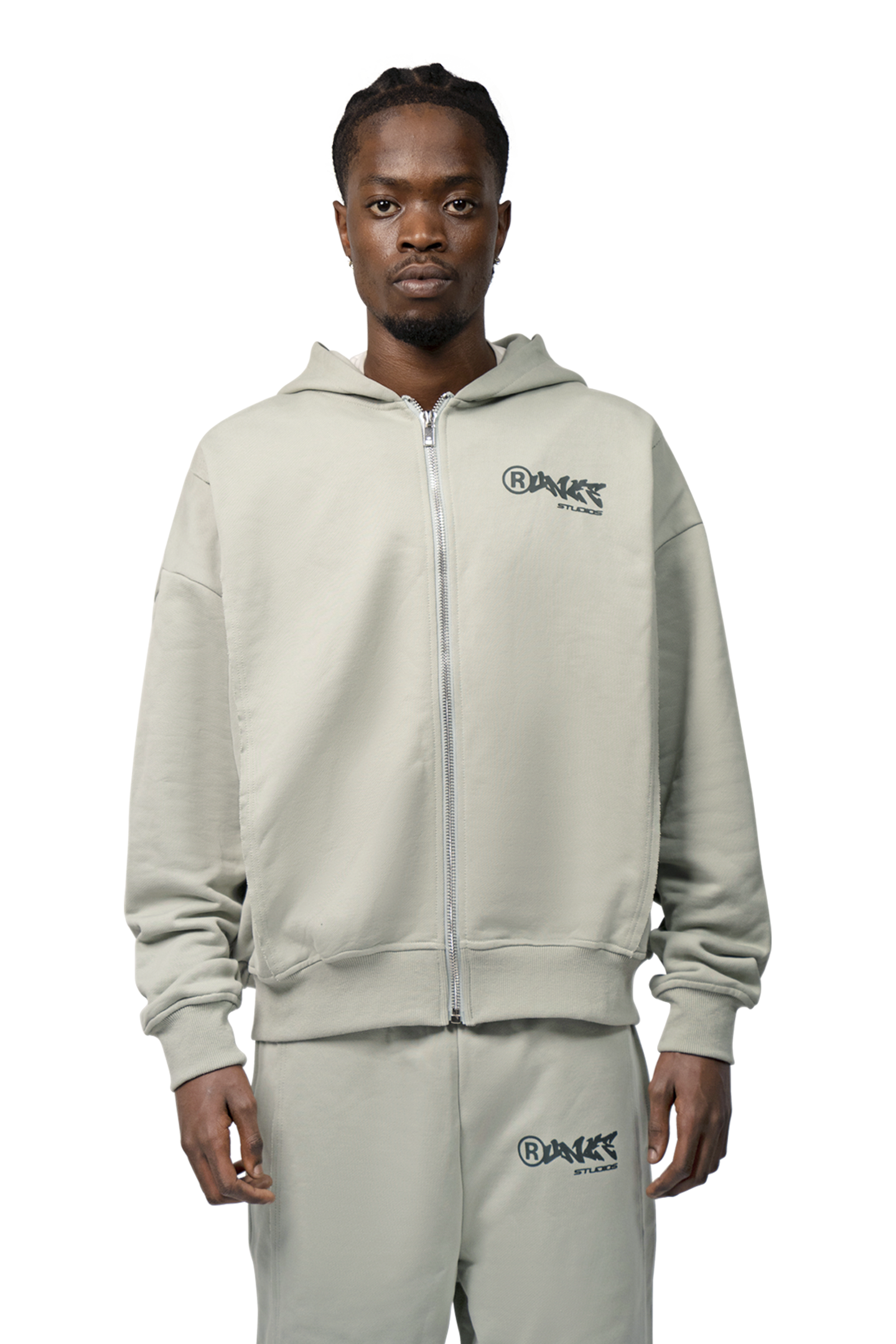 Essential Zip Hoodie Sage Green