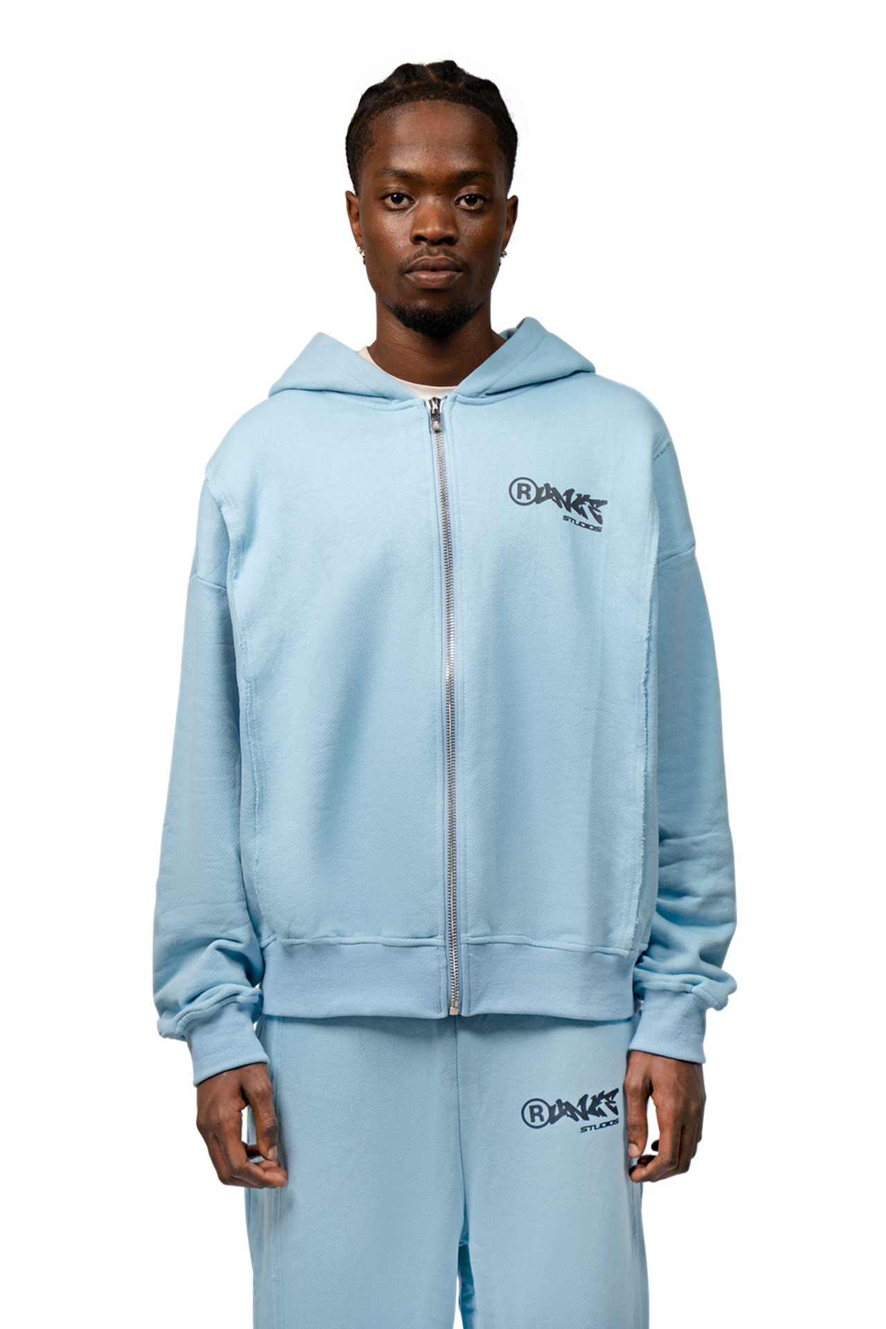 Essential Zip Hoodie Baby Blue