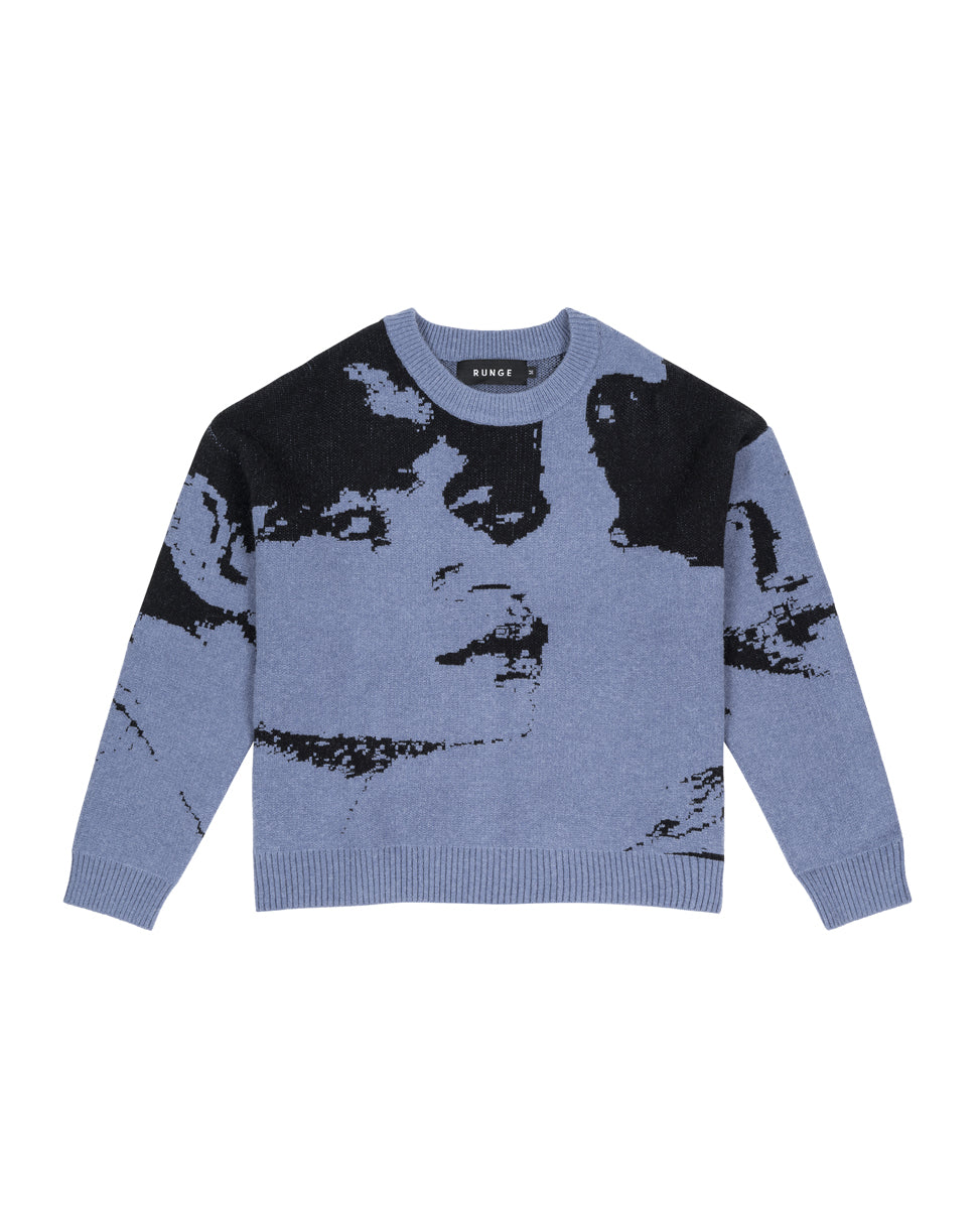 Faces knit blue